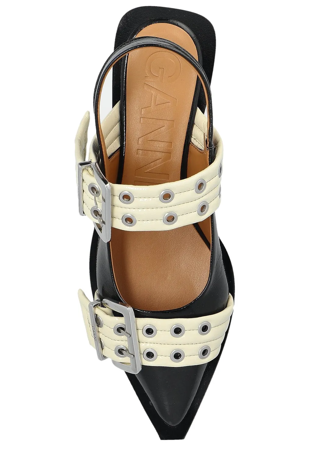 Pointed-Toe Buckled Ballet Flats