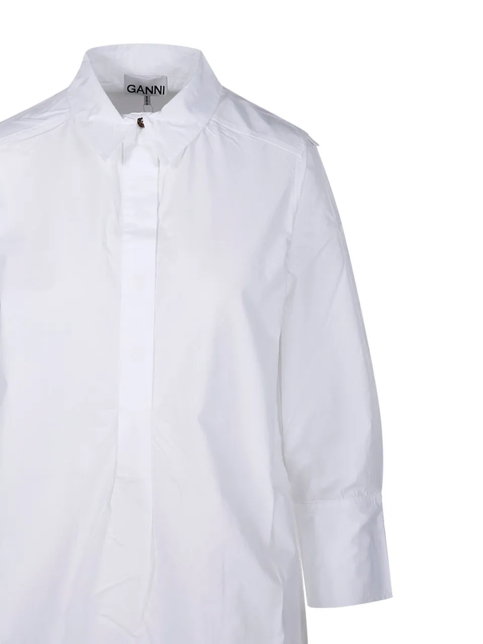 Ganni Poplin Oversized Midi Shirt Dress