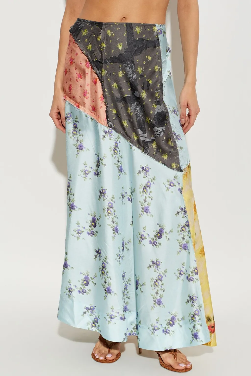 Ganni Raw-Edge Patchwork Maxi Skirt