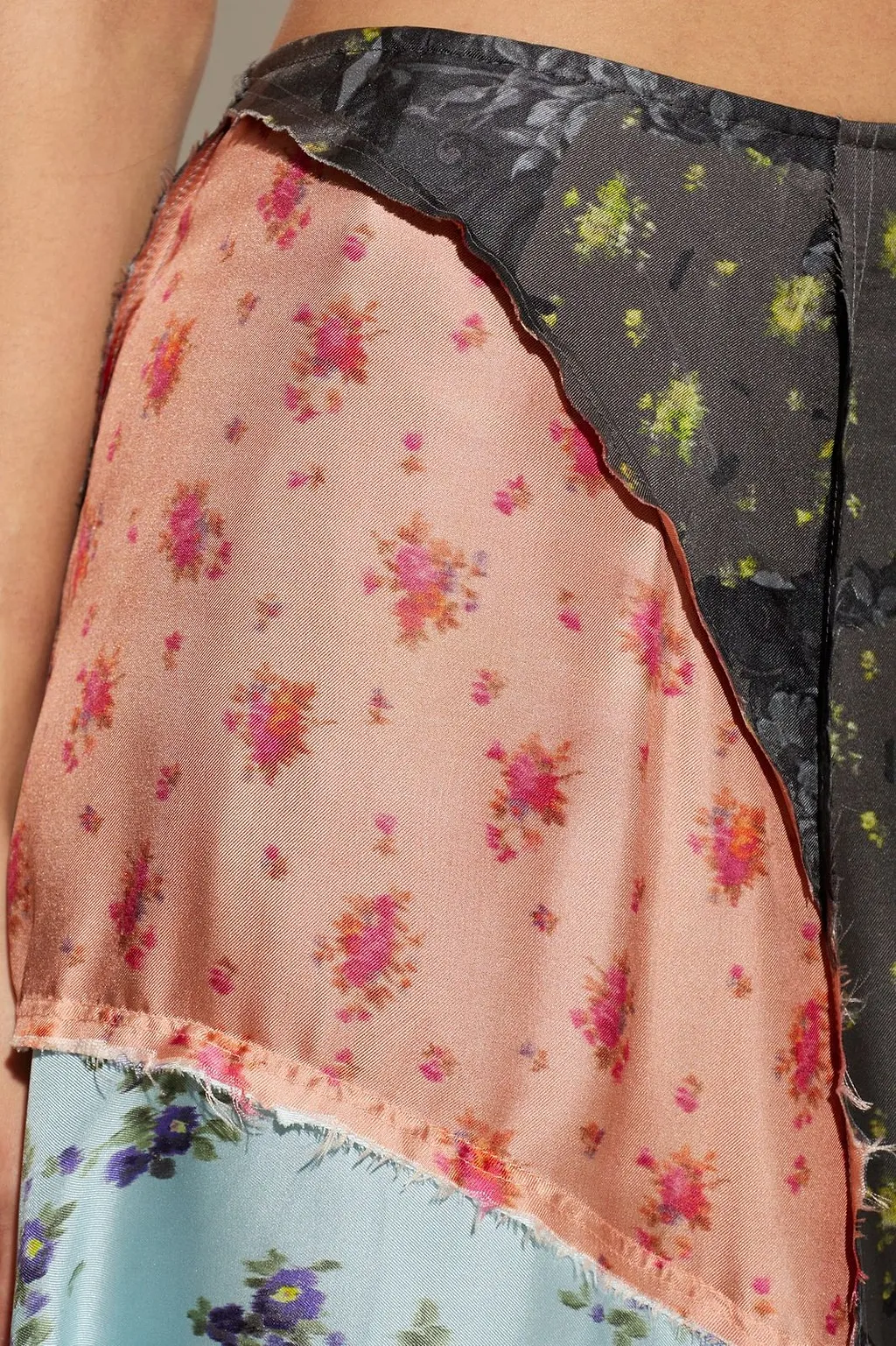 Ganni Raw-Edge Patchwork Maxi Skirt