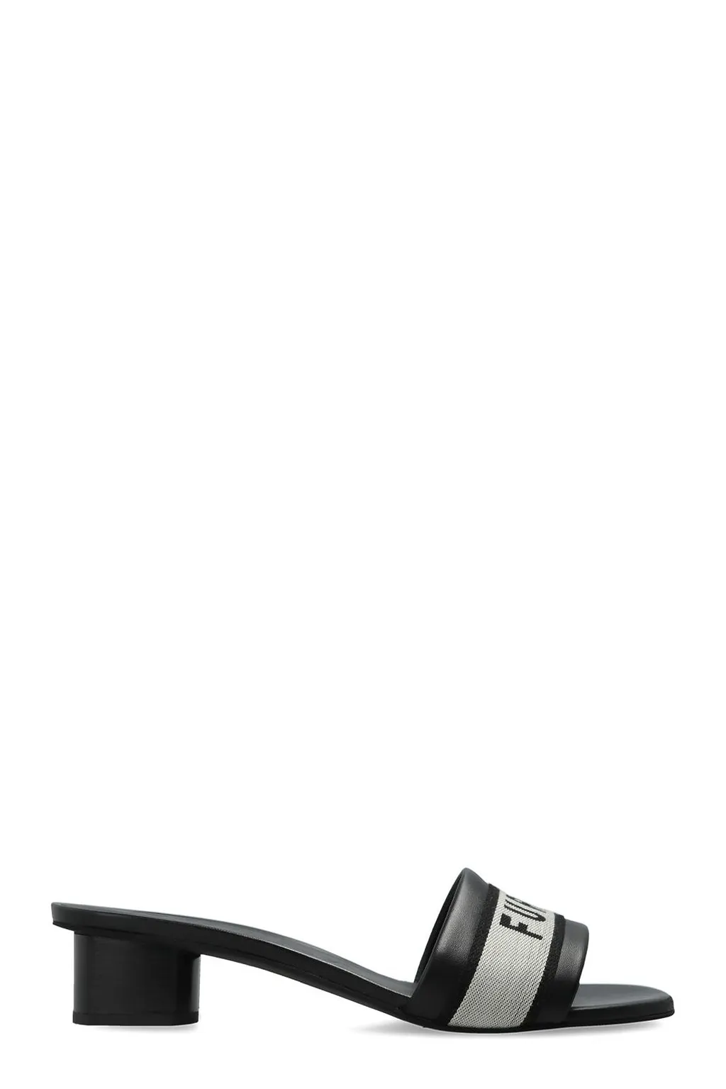 Furla Cilindro Logo Strap Heeled Mules