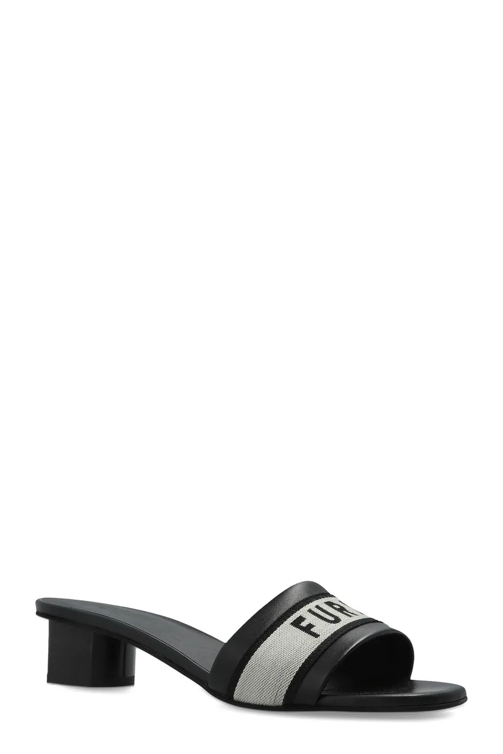 Furla Cilindro Logo Strap Heeled Mules