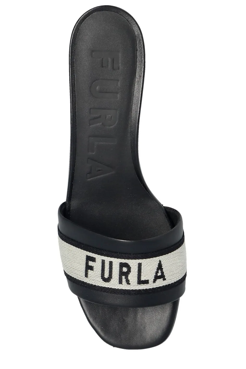 Furla Cilindro Logo Strap Heeled Mules