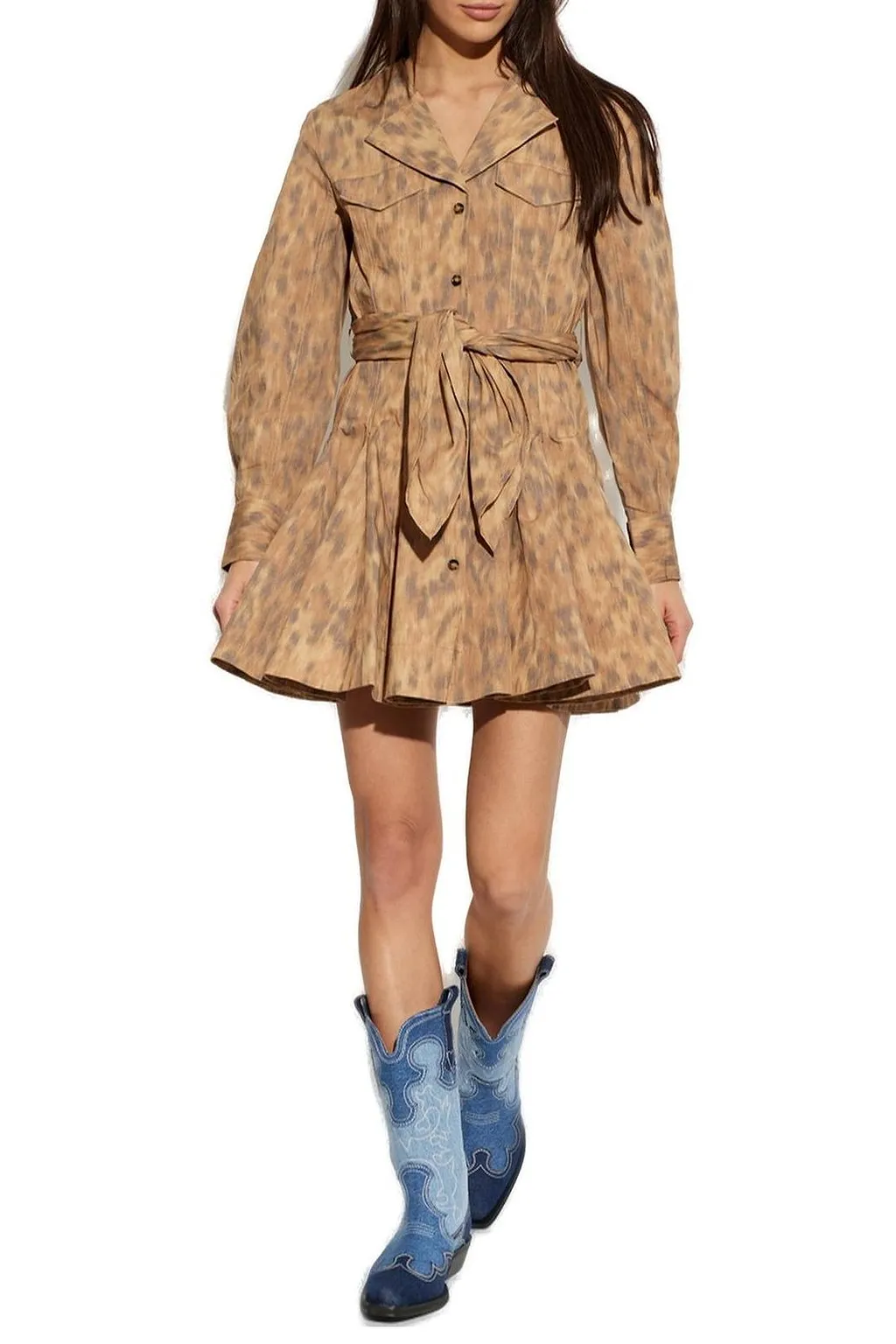 Ganni Belted Shirt Mini Dress