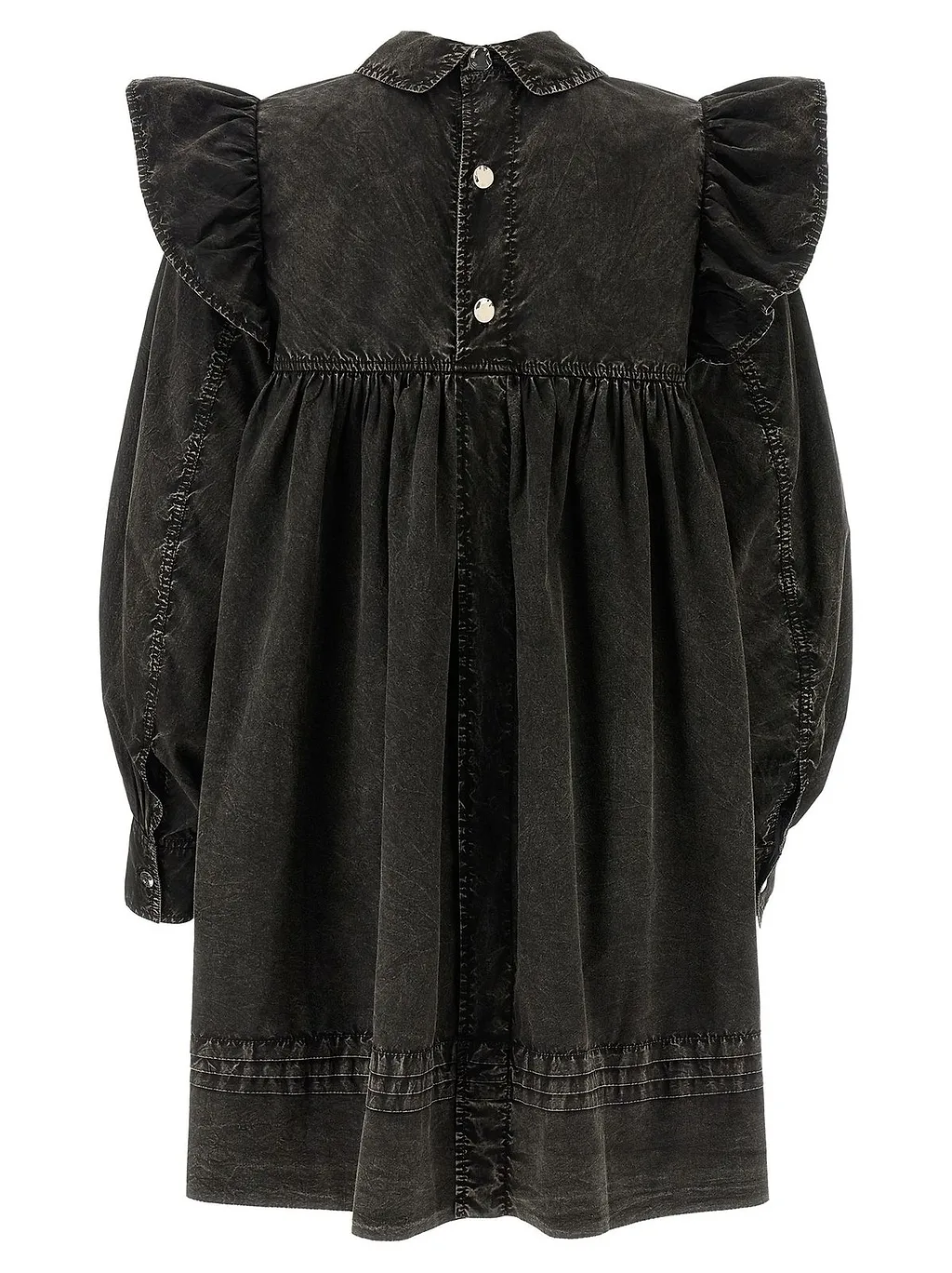 Ganni Ruffled Washed Mini Shirt Dress