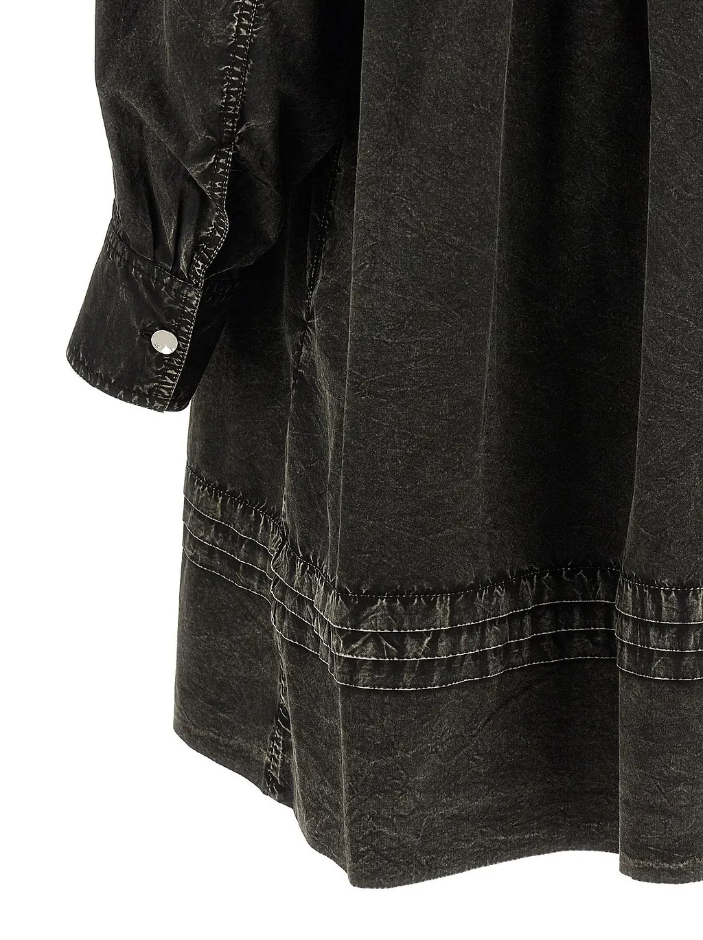 Ganni Ruffled Washed Mini Shirt Dress