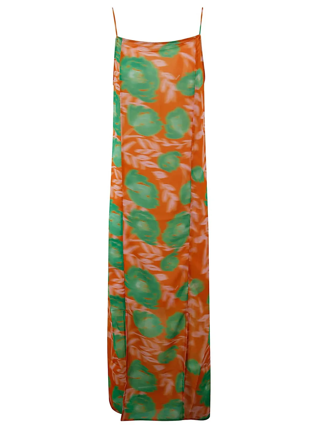 Ganni Side Slit Floral-Printed Slip Dress