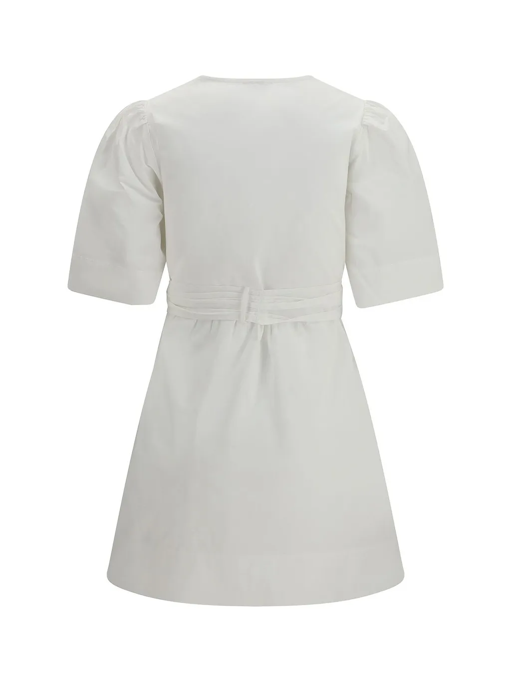 Ganni Bow Detailed V-Neck Mini Dress