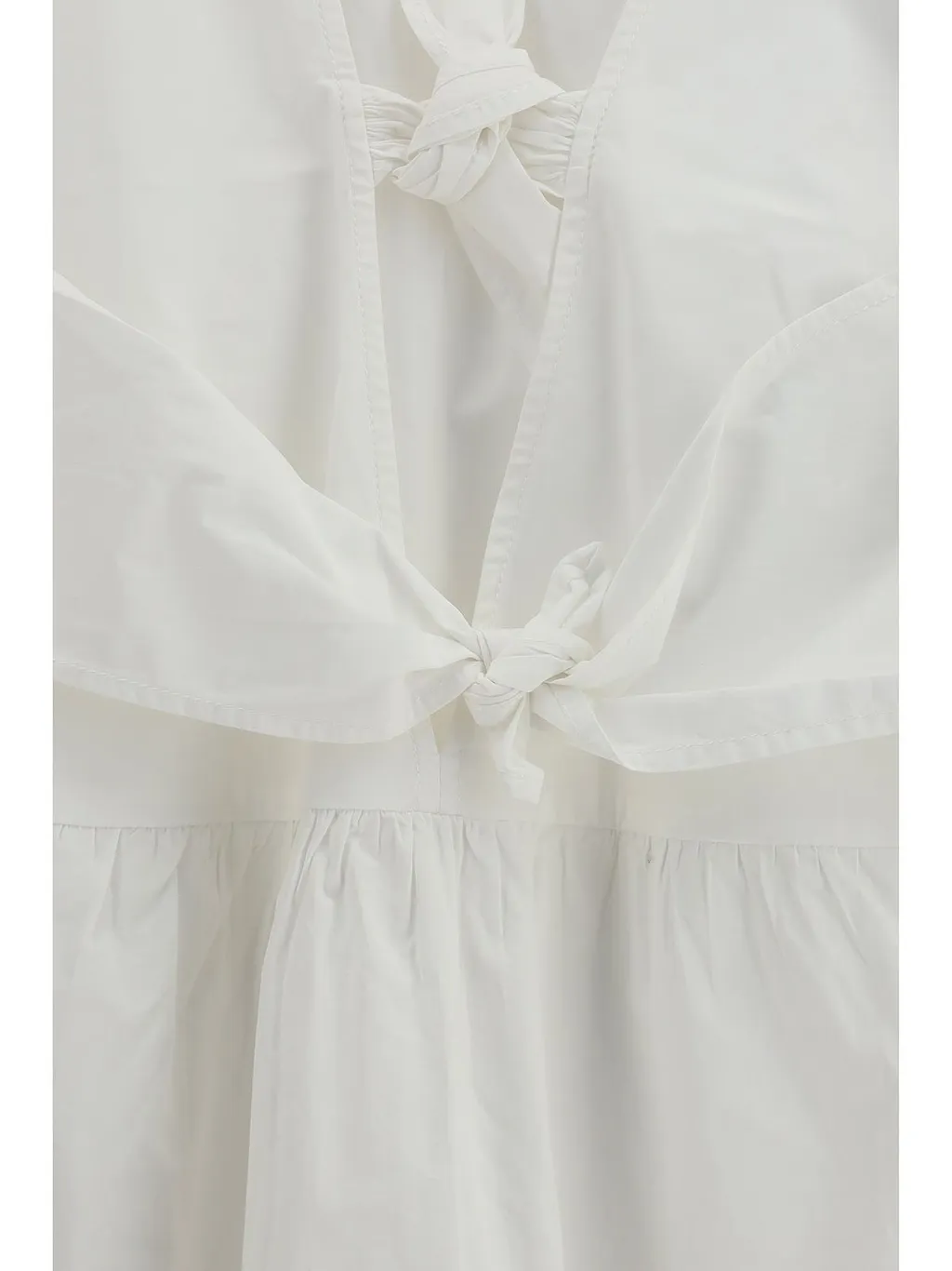 Ganni Bow Detailed V-Neck Mini Dress