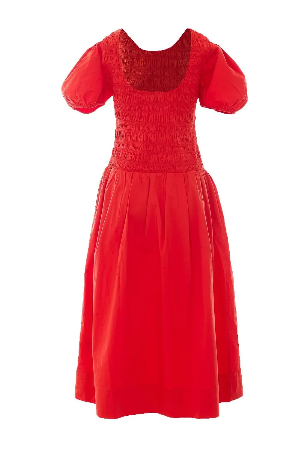 Smocked Puff-Sleeve Dress