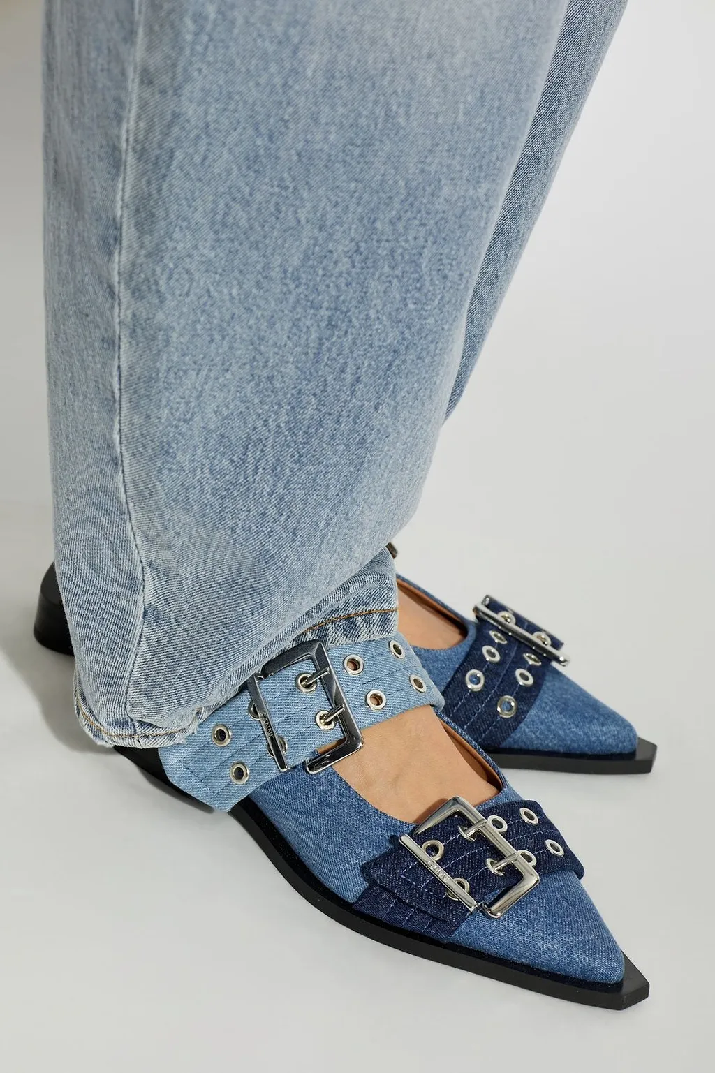 Ganni Buckled Slingback Flat Shoes