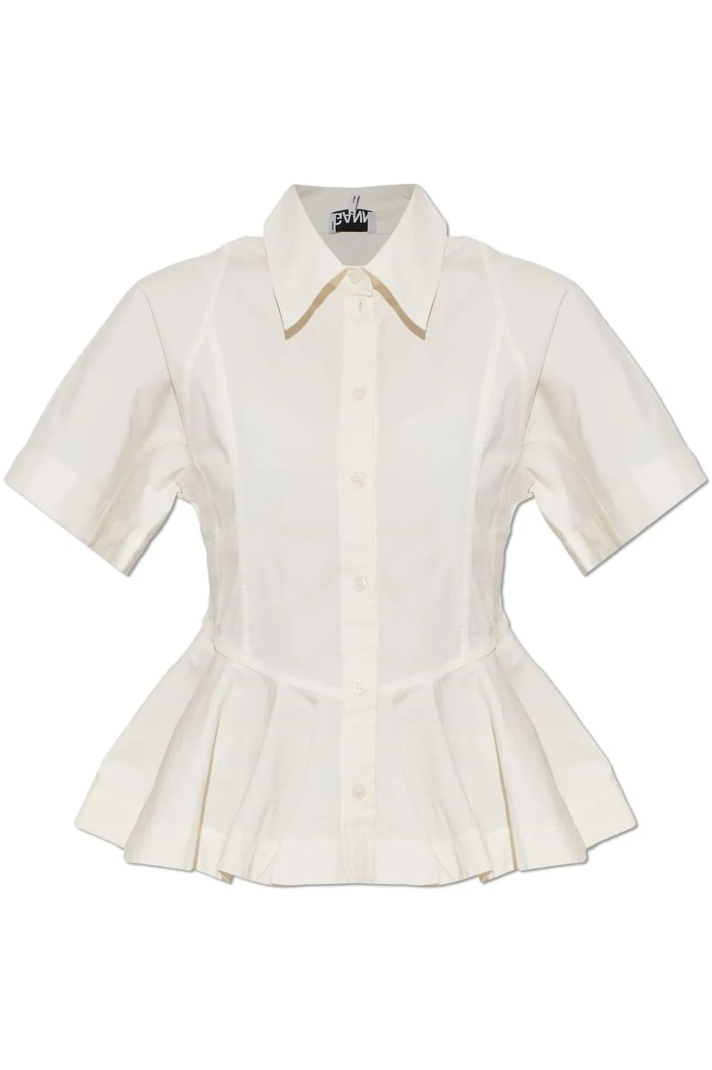 Ganni Button-Up Peplum Top
