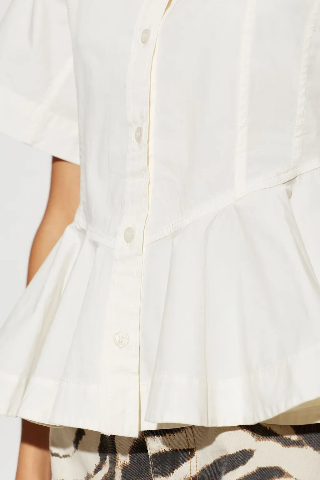 Ganni Button-Up Peplum Top