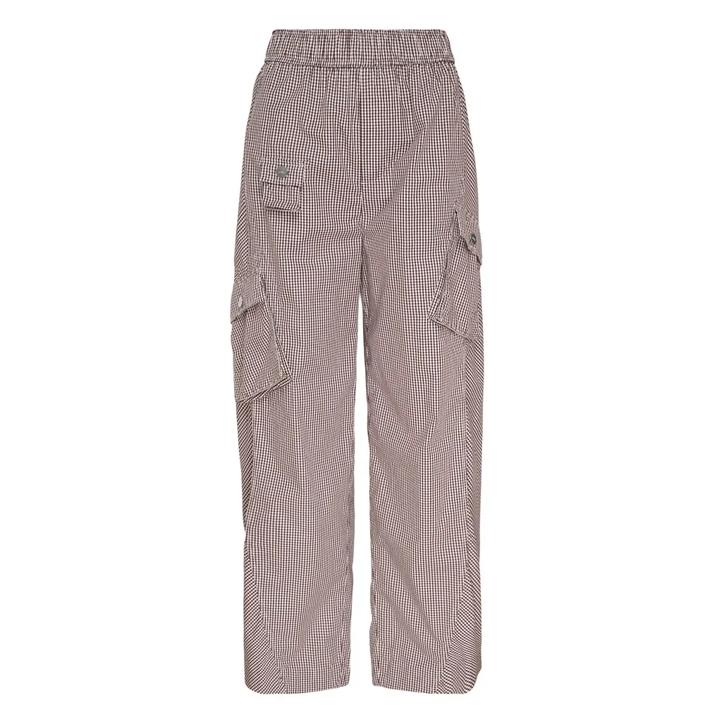 Ganni Check-Printed Straight-Leg Cargo Pants