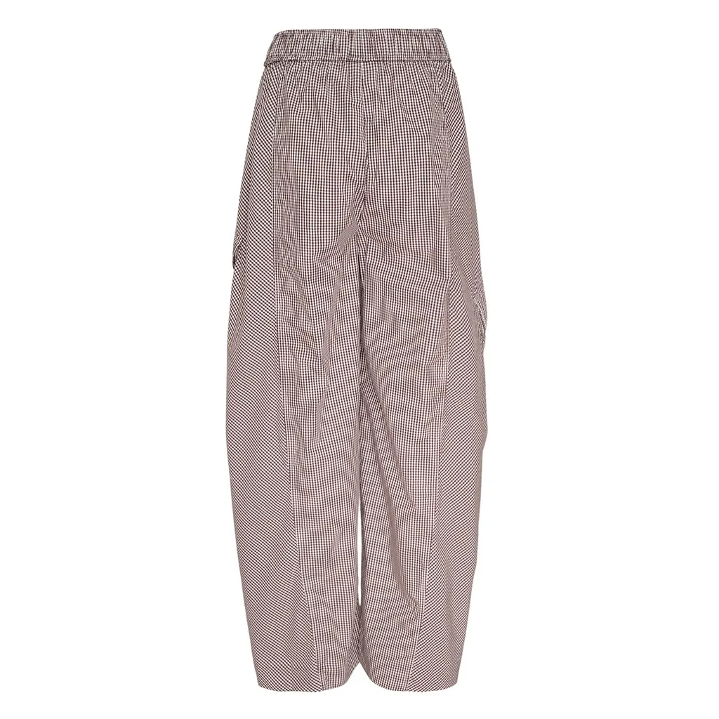 Ganni Check-Printed Straight-Leg Cargo Pants