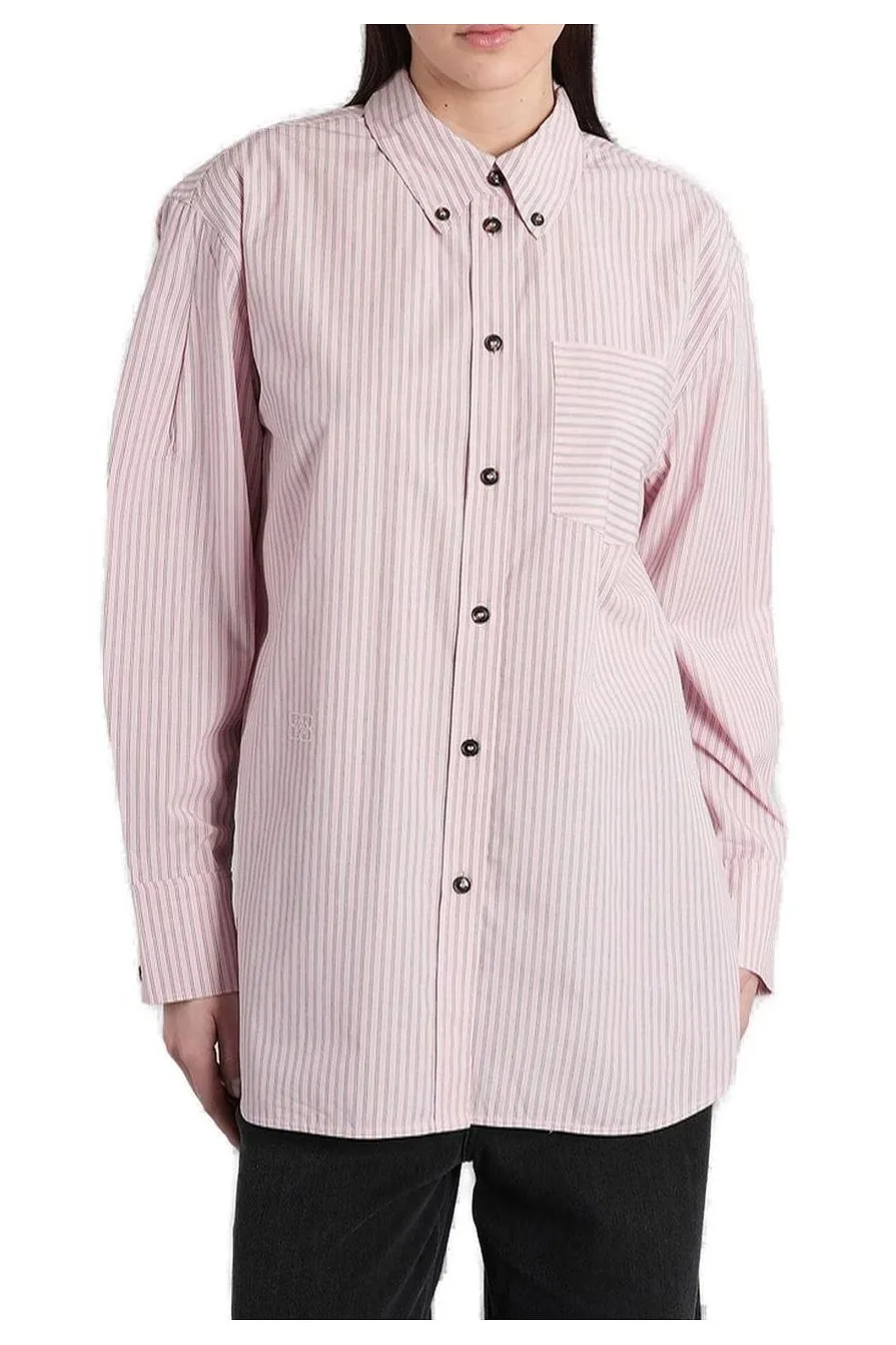 Ganni Long Sleeved Striped Shirt