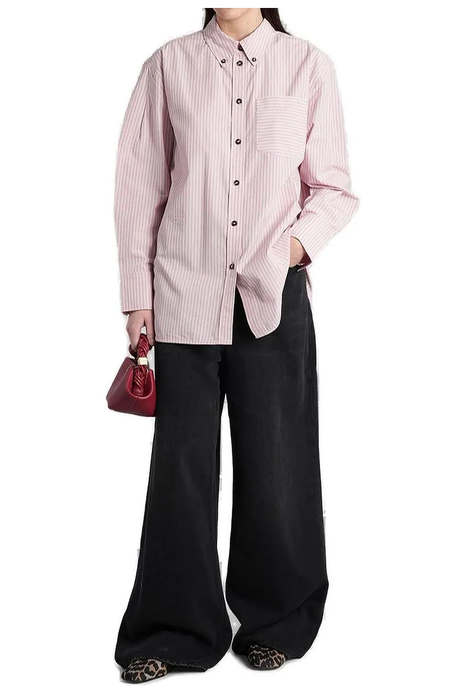Ganni Long Sleeved Striped Shirt