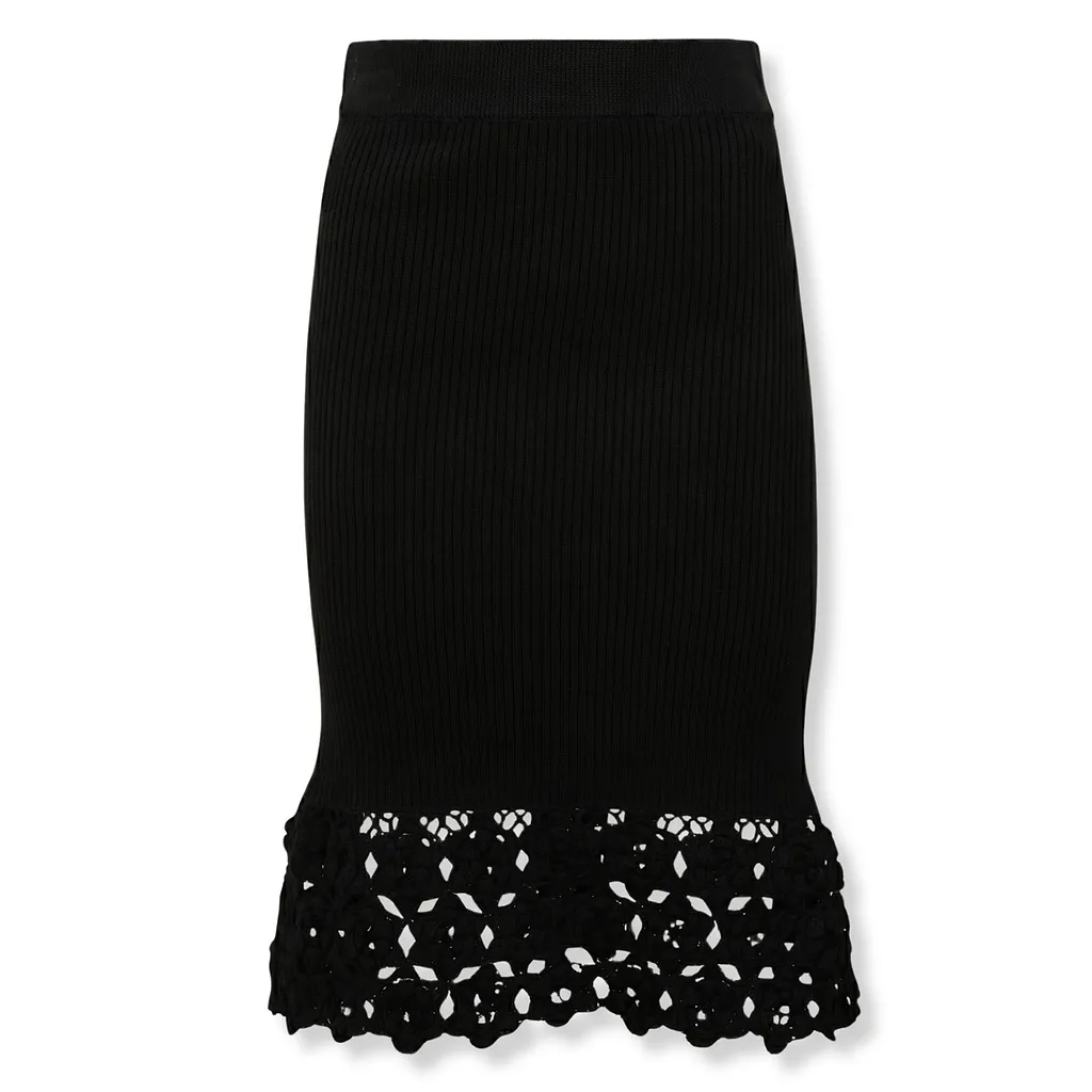 Ganni Crochet-Hem Knitted Midi Skirt