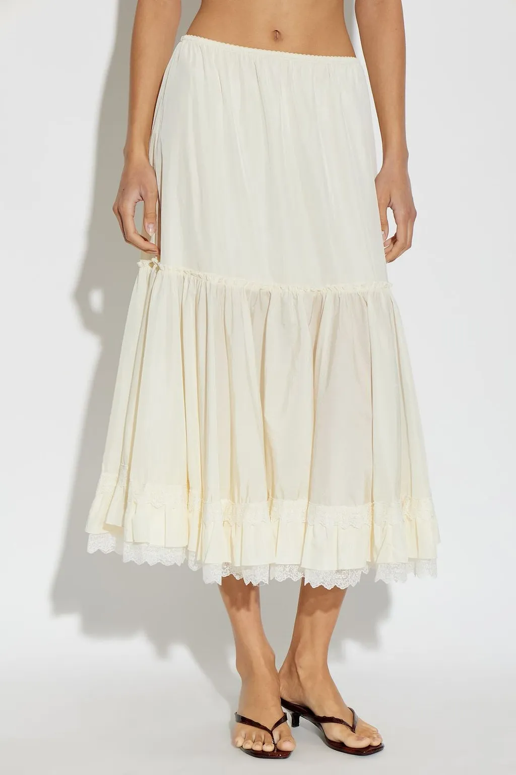 Ganni Tiered Lace-Trim Skirt