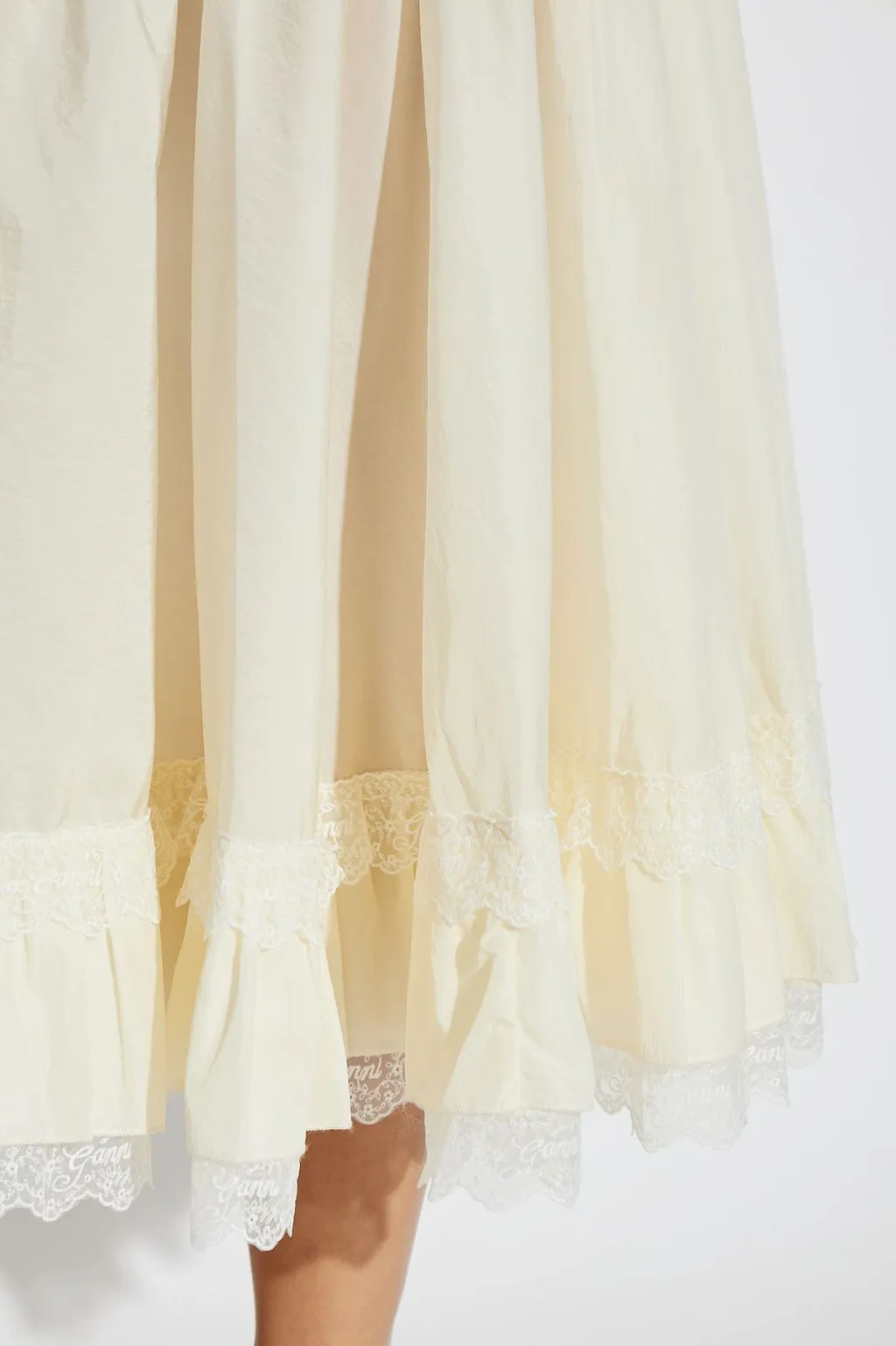 Ganni Tiered Lace-Trim Skirt