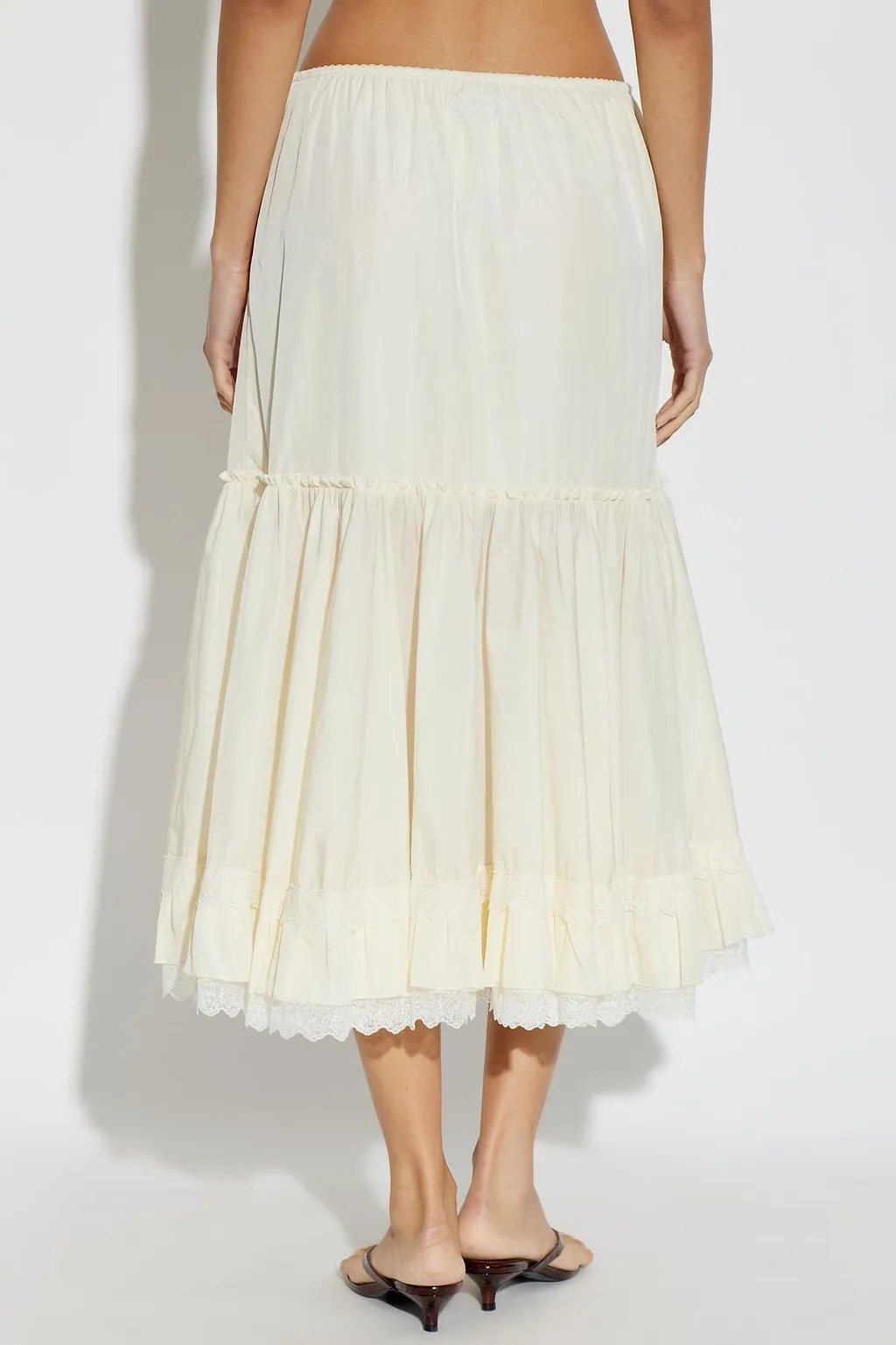 Ganni Tiered Lace-Trim Skirt