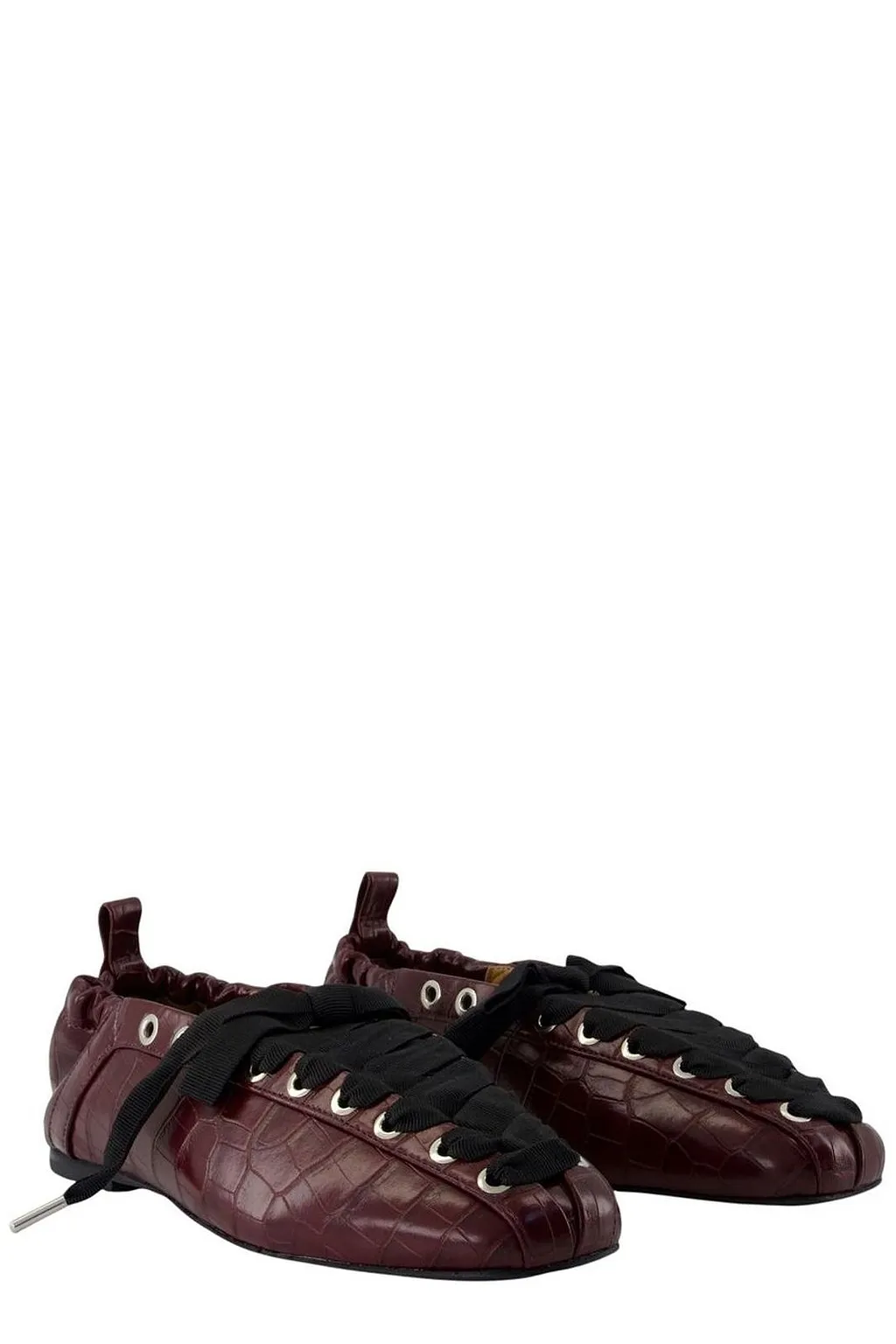 Ganni Embossed Lace-Up Ballerinas