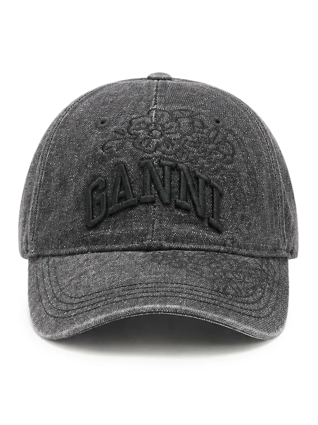 Ganni Embroidered Denim Cap