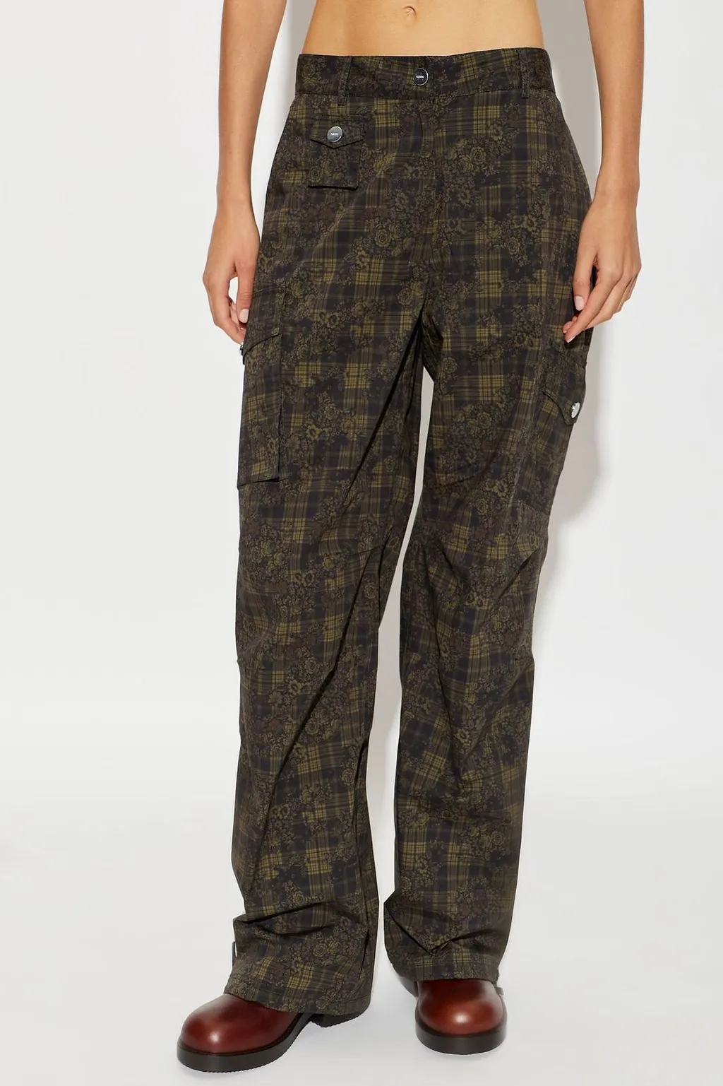 Ganni Floral Check Cargo Pants