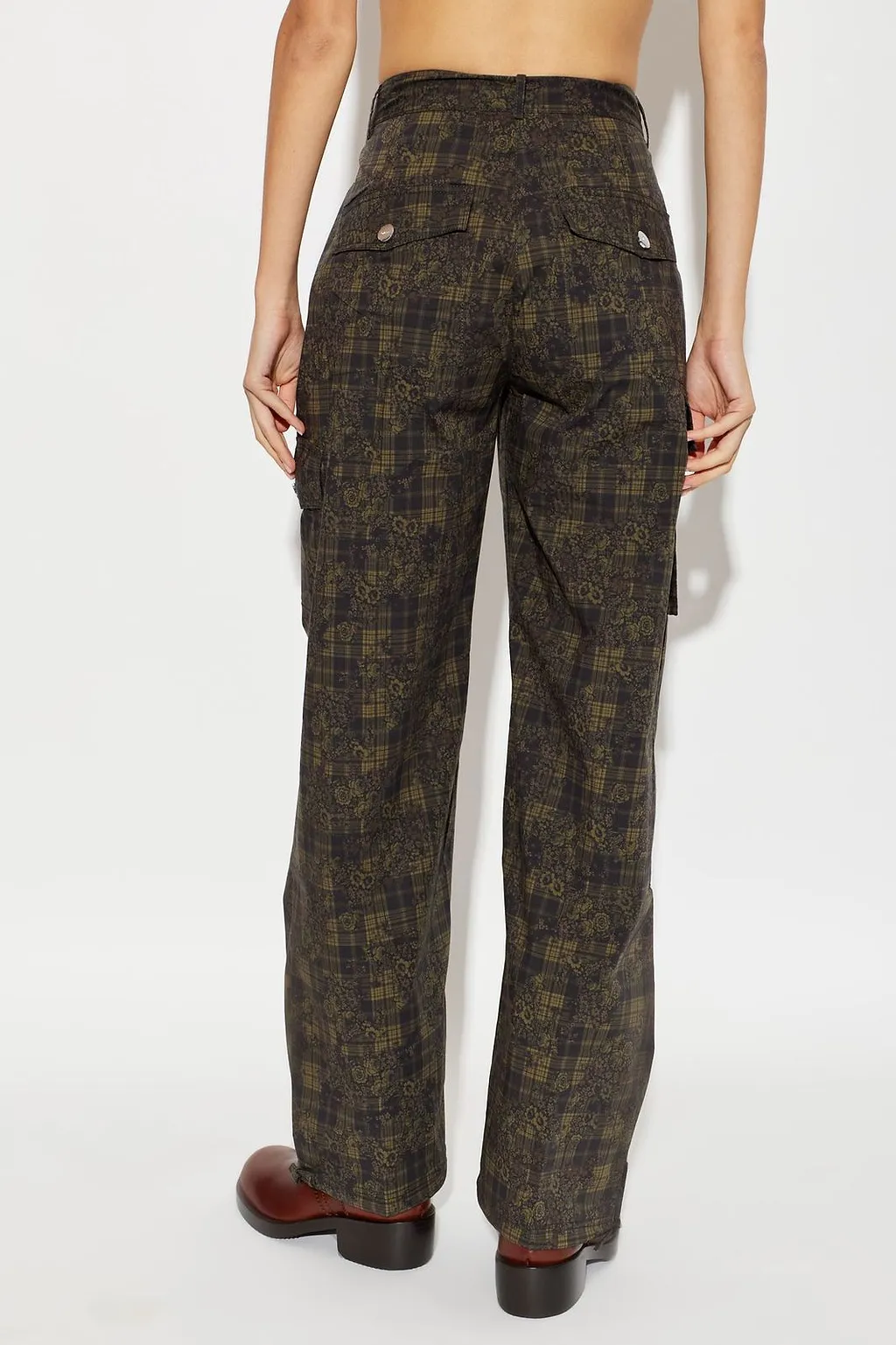 Ganni Floral Check Cargo Pants