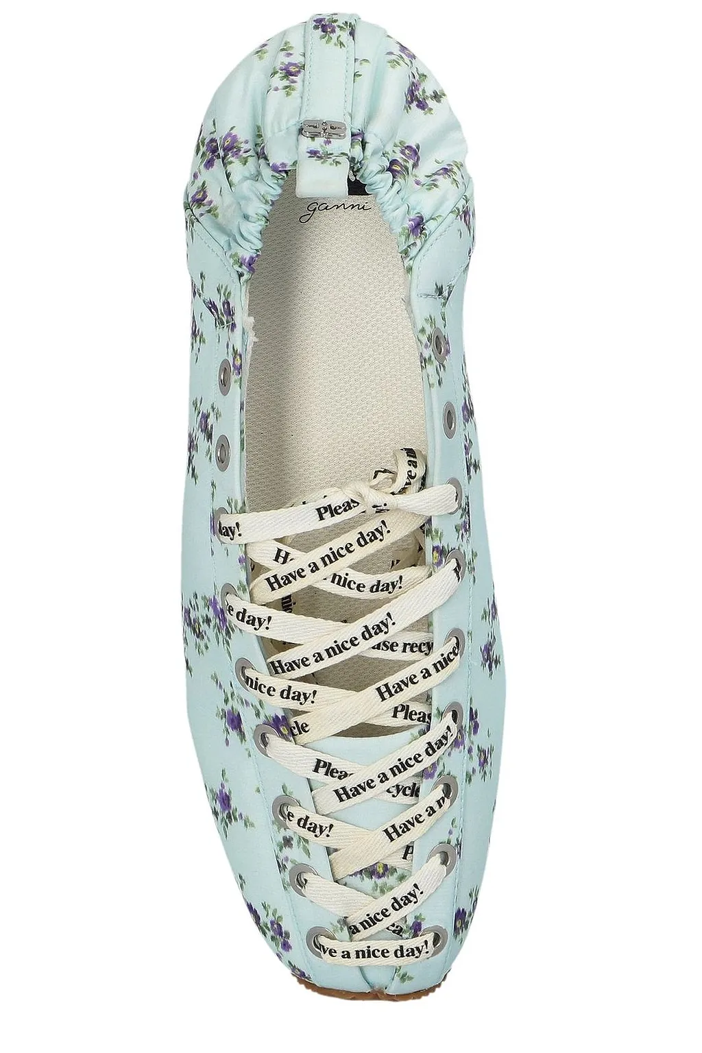 Ganni Floral Lace-Up Low-Top Sneakers