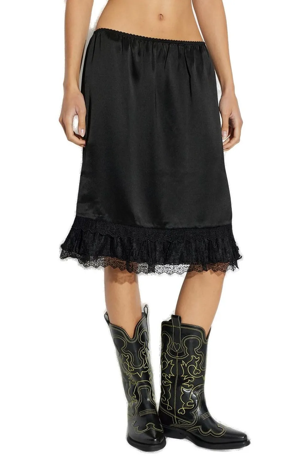 Ganni Frill Satin Skirt