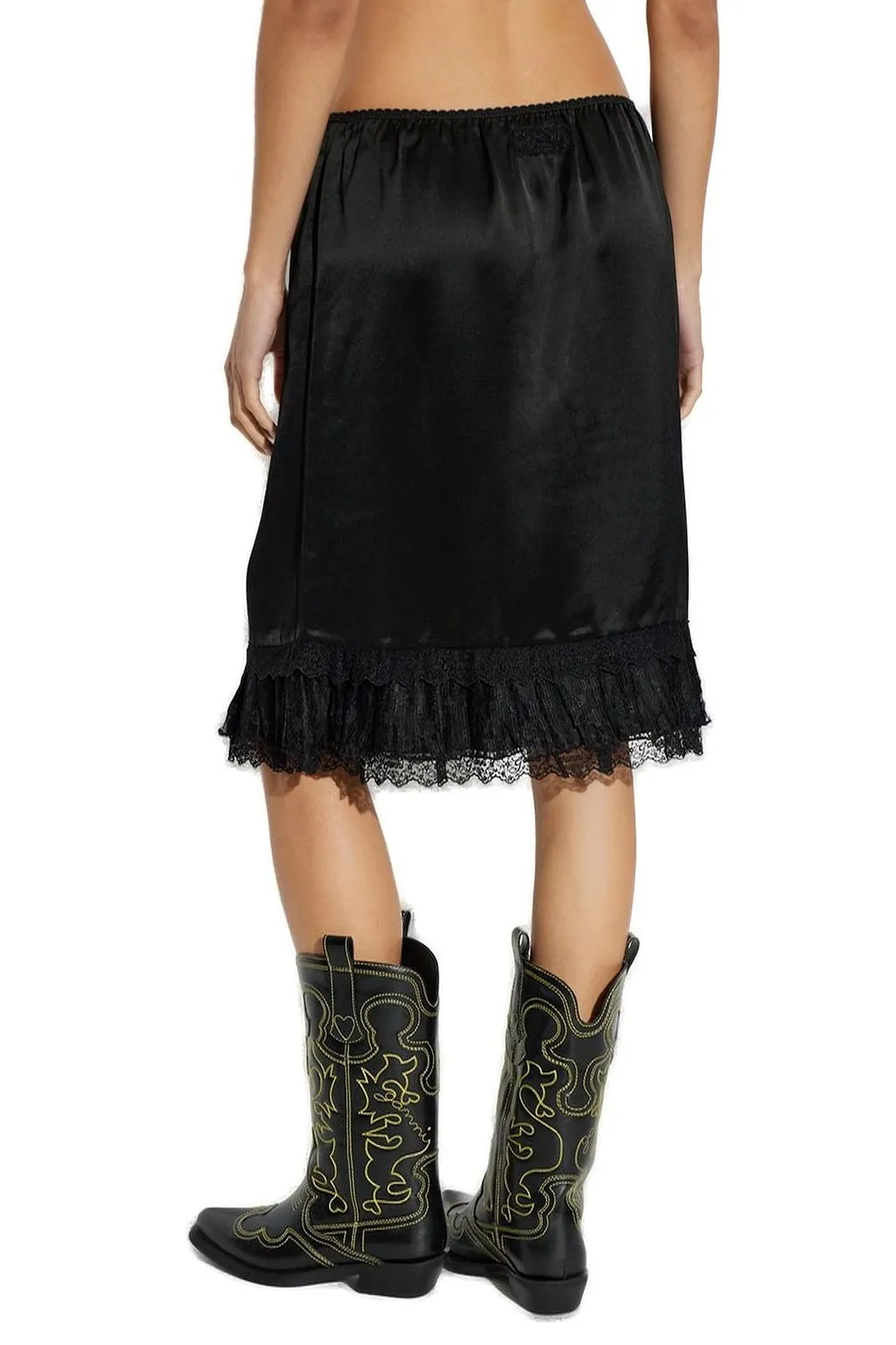 Ganni Frill Satin Skirt