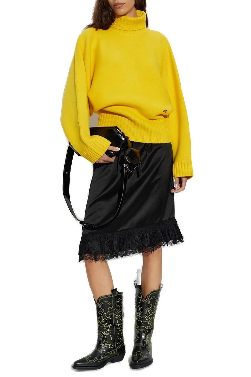 Ganni Frill Satin Skirt
