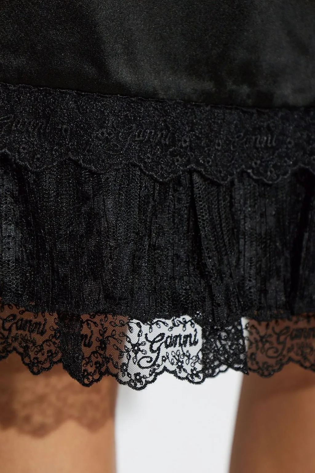 Ganni Frill Satin Skirt