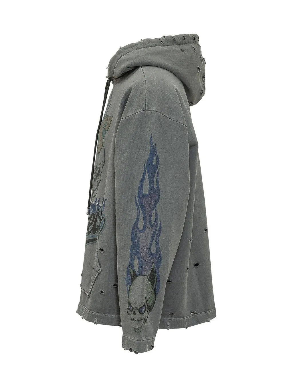 Gcds Graphic-Print Distressed Drawstring Hoodie