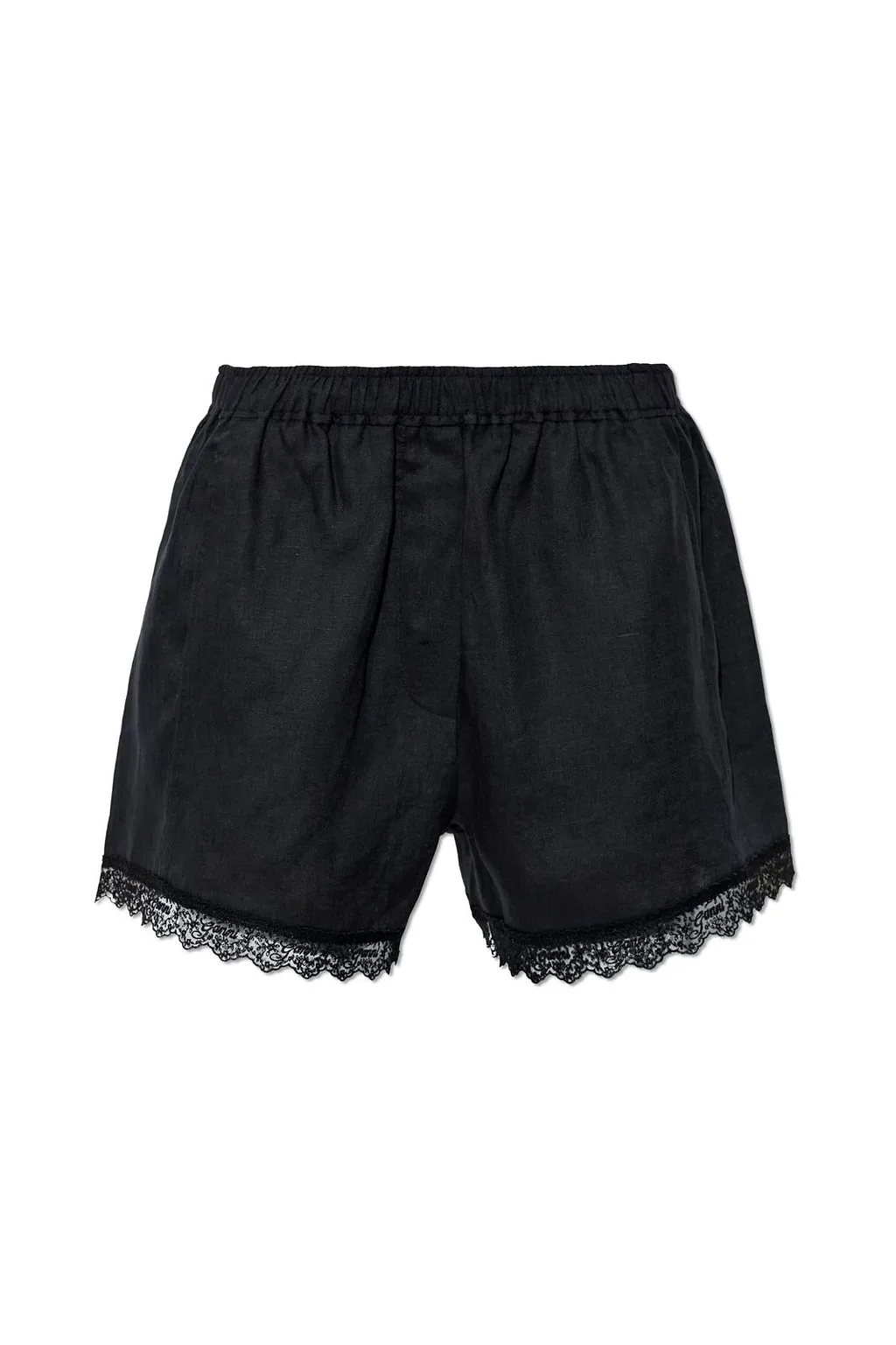 Ganni Lace Trim Linen Shorts