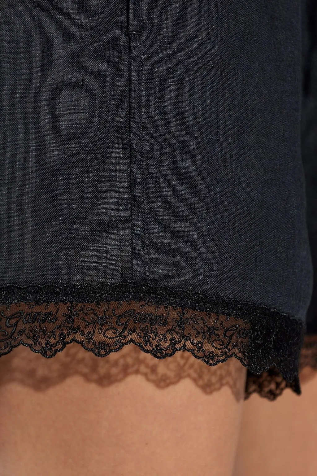 Ganni Lace Trim Linen Shorts