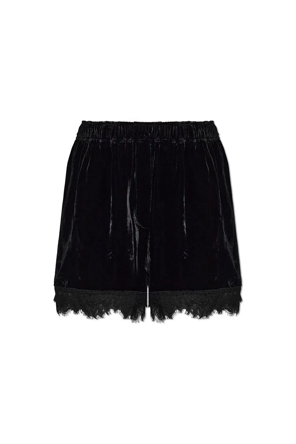 Ganni Lace-Trim Velvet Shorts