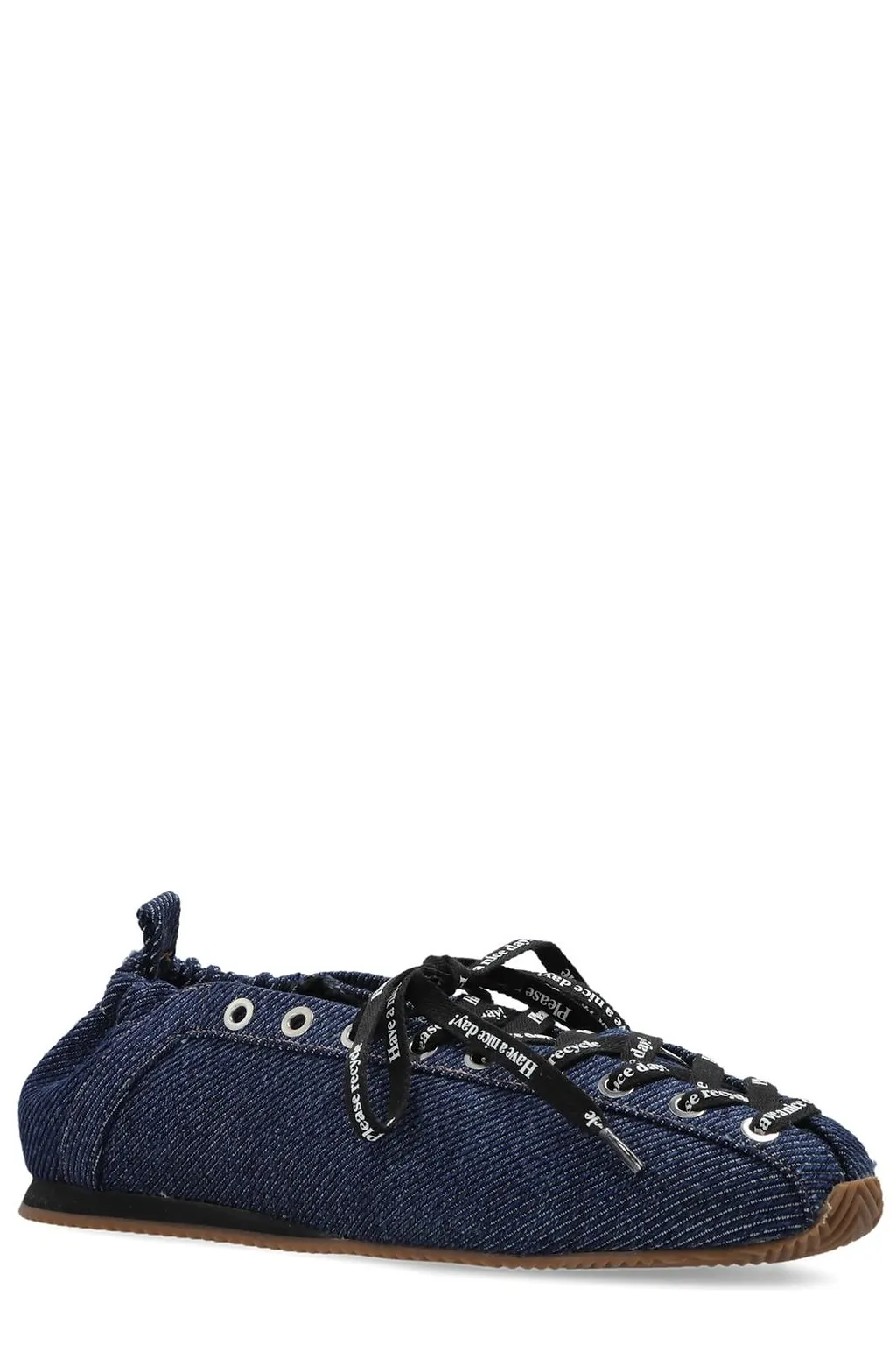 Ganni Laced Denim Ballet Flats
