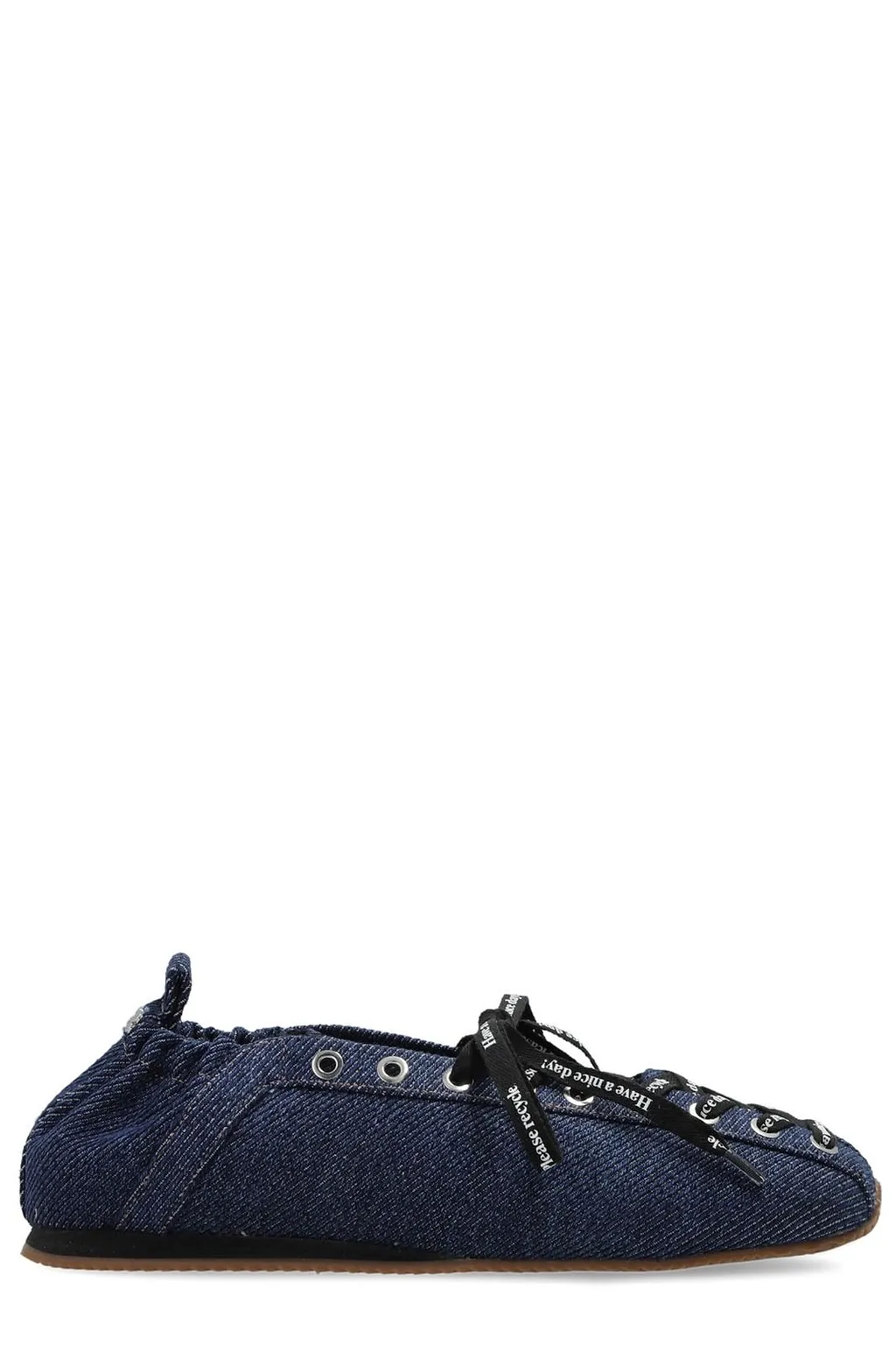Ganni Laced Denim Ballet Flats