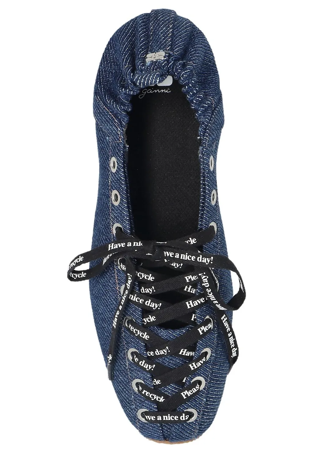 Ganni Laced Denim Ballet Flats
