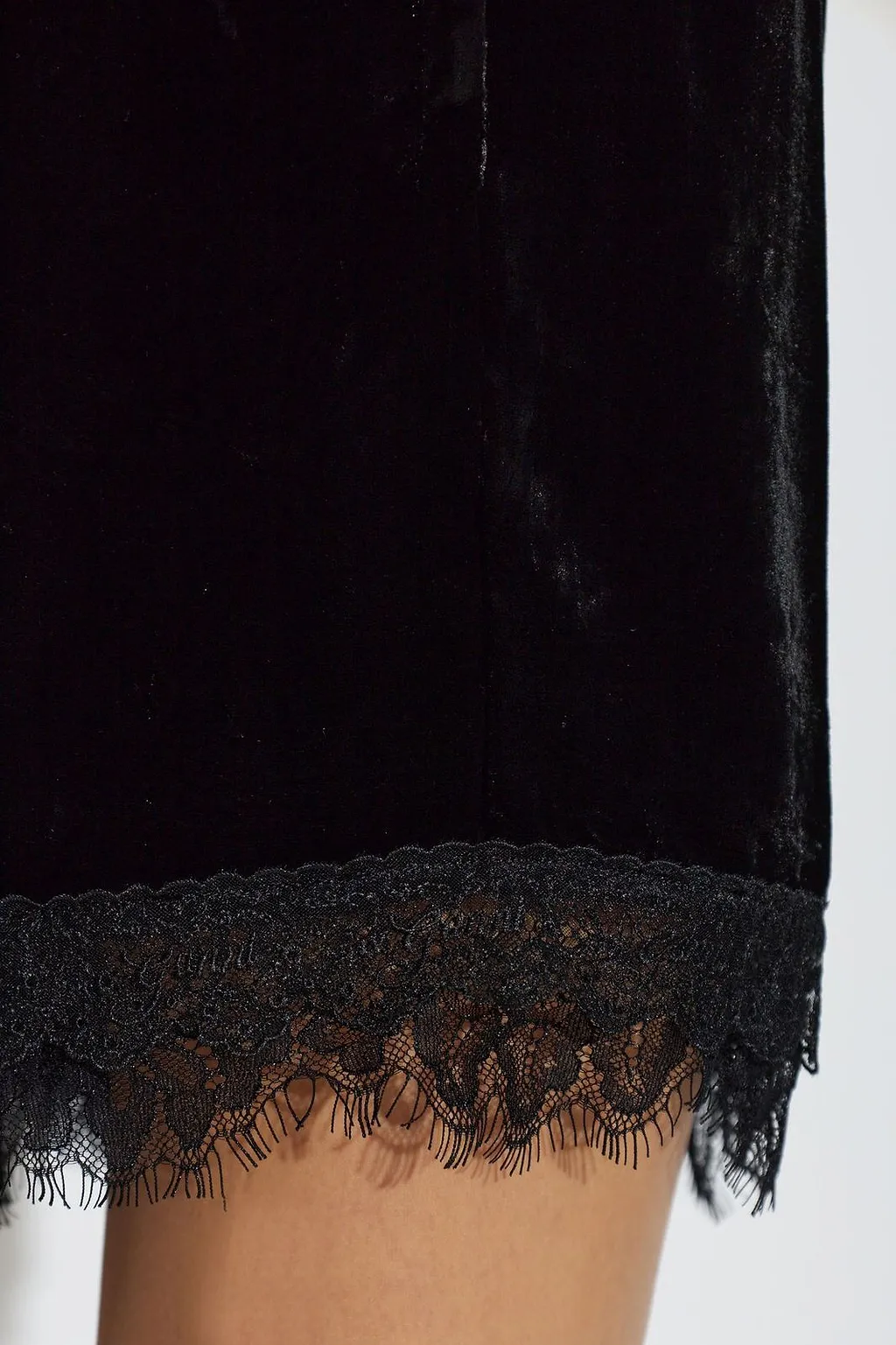 Ganni Lace-Trim Velvet Shorts