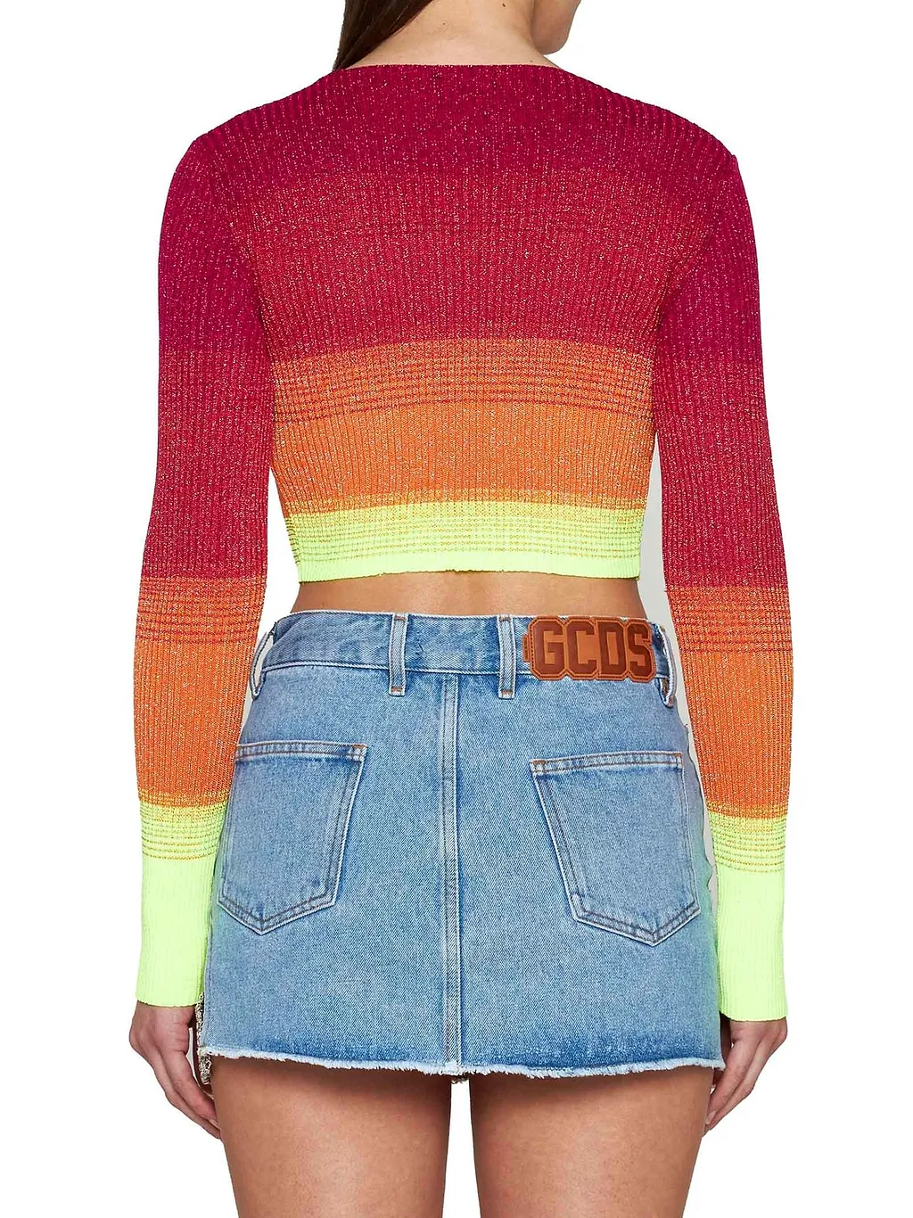 Gcds Logo Embellished Cut-Out Denim Skirt