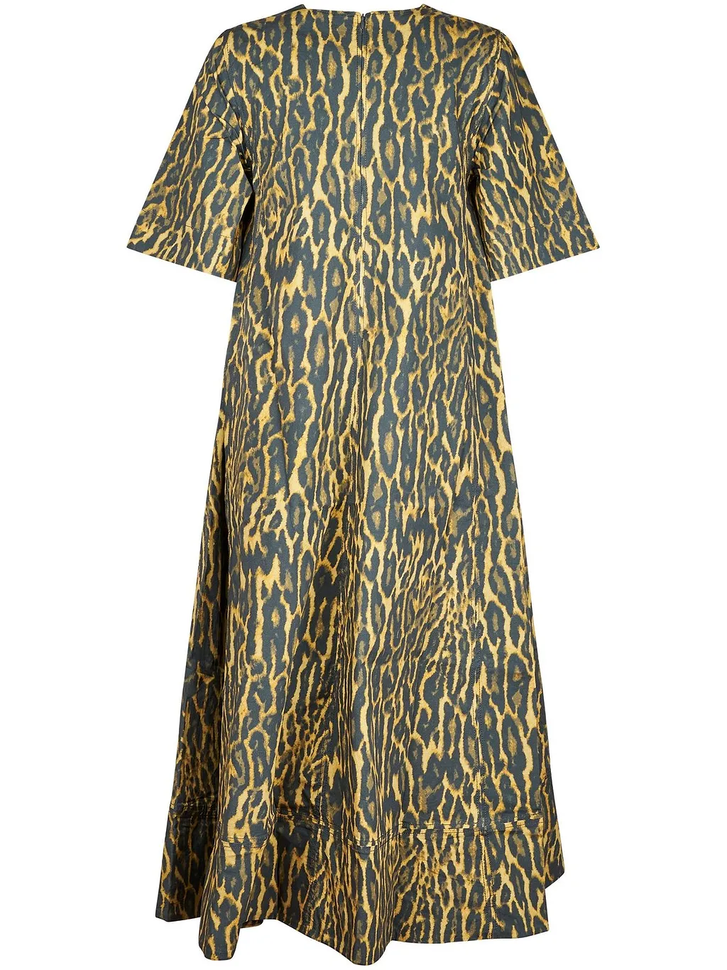Ganni Leopard-Printed V-Neck Dress