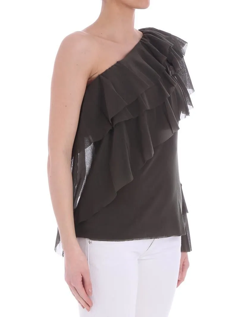 Fuzzi Ruffled One-Shoulder Top