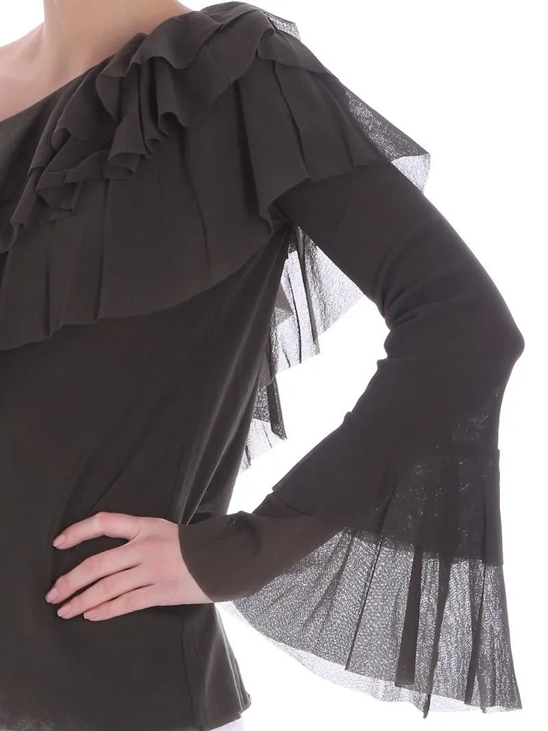 Fuzzi Ruffled One-Shoulder Top