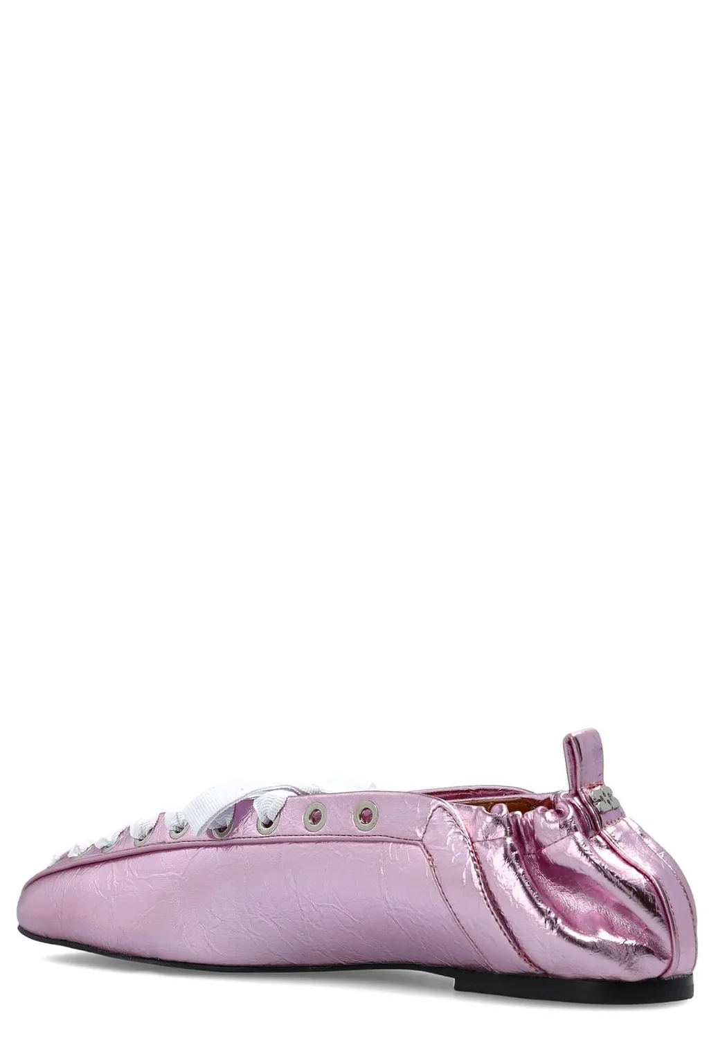Ganni Logo Plaque Ballet Flats