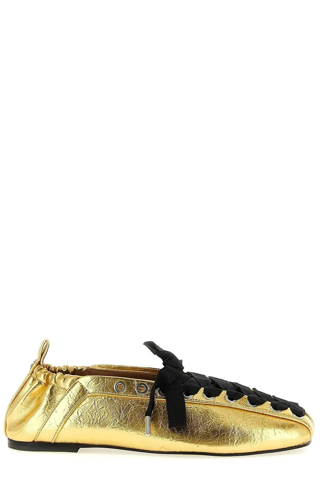 Ganni Logo Plaque Ballet Flats