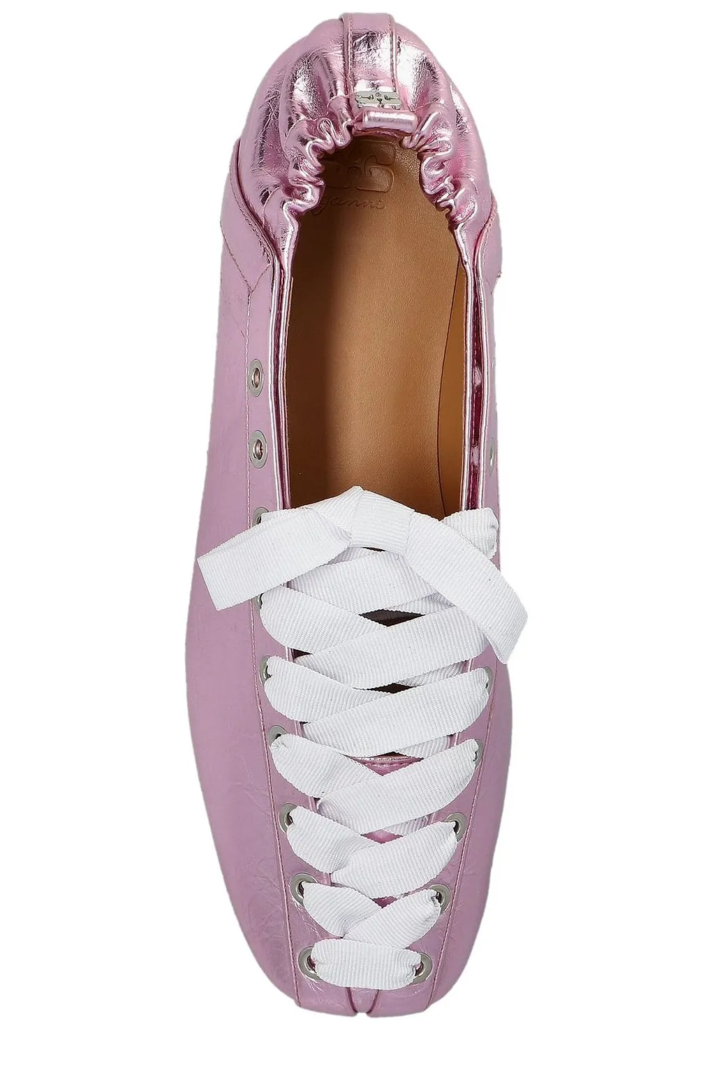 Ganni Logo Plaque Ballet Flats