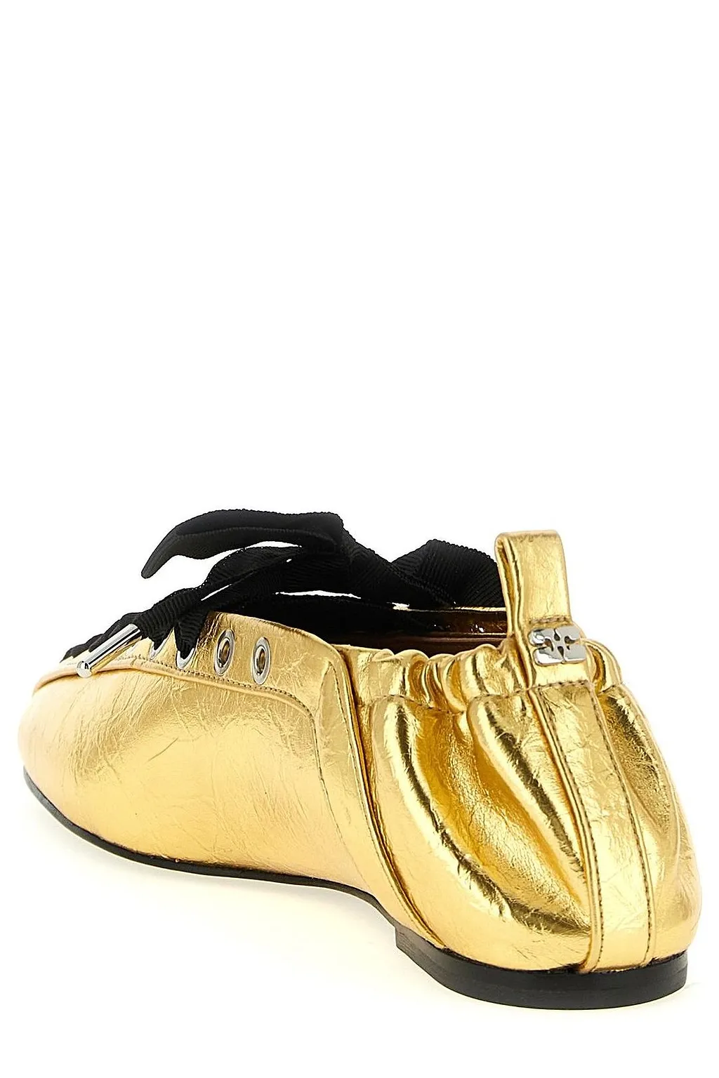 Ganni Logo Plaque Ballet Flats